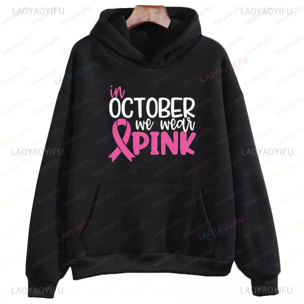 In October We Wear Pink Sweatshirt I'm A Survivor Clothing Team Cancer Motivational Long Sleeve Cancer Awareness Women Shirt Zen Fit Plus