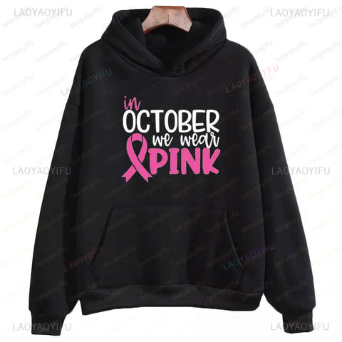 In October We Wear Pink Sweatshirt I'm A Survivor Clothing Team Cancer Motivational Long Sleeve Cancer Awareness Women Shirt Zen Fit Plus