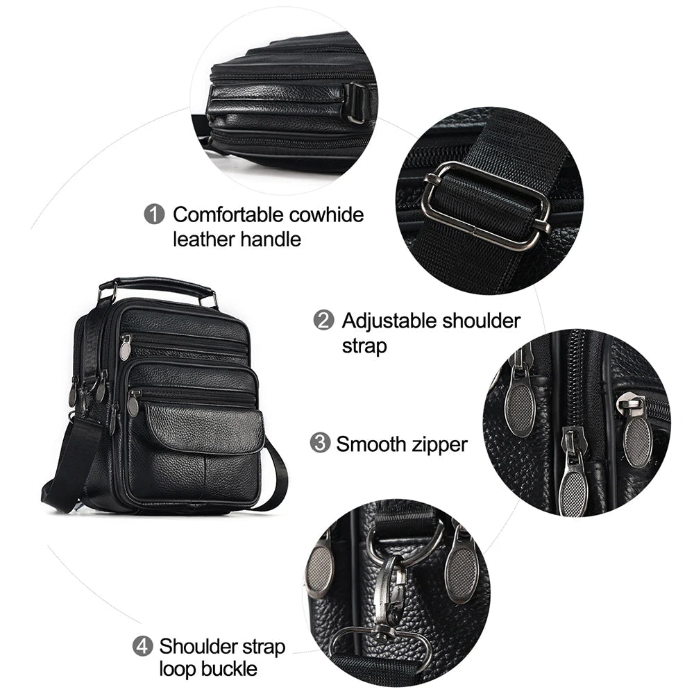 JOYIR Men Genuine Leather Crossbody Bags Messenger Bag for Male Trendy Shoulder Bags Casual Travel Sling Bag Handbags Zen fit plus