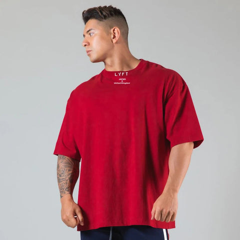 JAPAN&UK Cotton Gym Shirt Sport T Shirt Men Short Sleeve Running Shirt Men Workout Training Tees Fitness Loose large size M-XXXL Zen fit plus