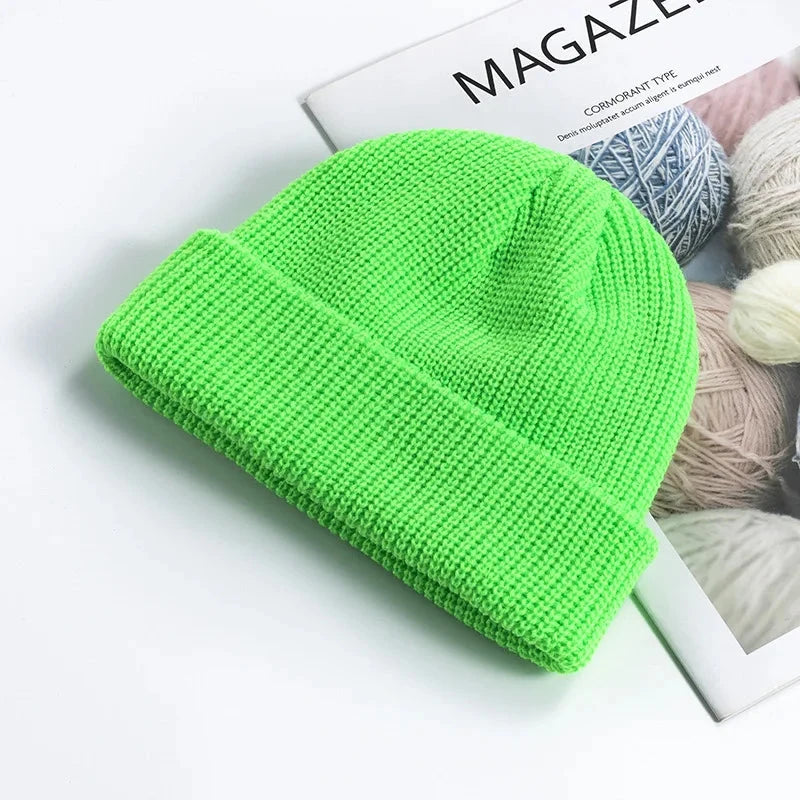 Knitted Hat for Men & Women Caps Wool Fashion Simple Warm Skullies Beanies Solid Autumn Winter Beanie Cap Trendy Style Zen Fit Plus