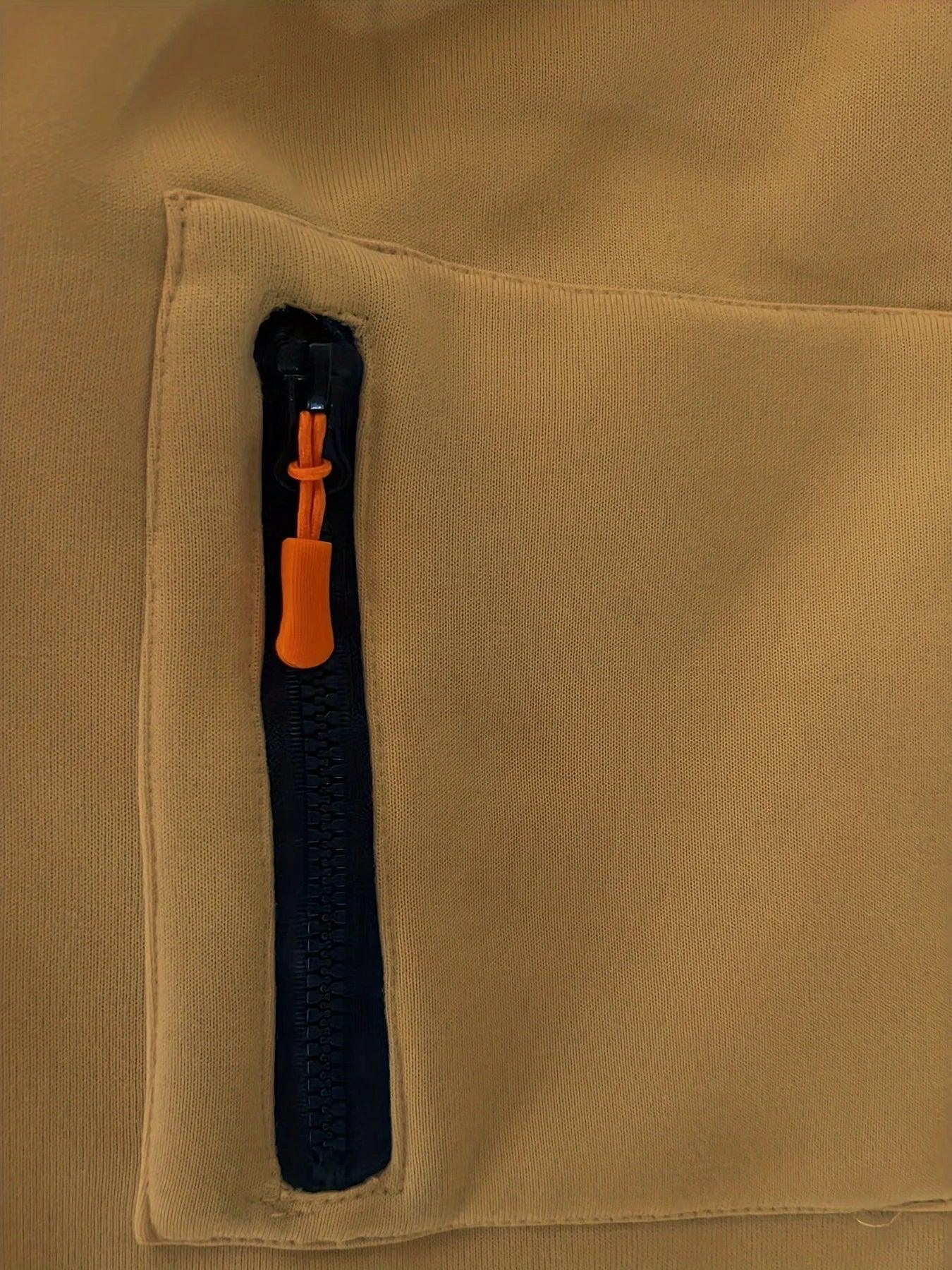 New Multi Pocket Zipper Fleece Dropped Shoulder Hooded Sweatshirt Men's Women's Plus Size Loose Pullover Fashion Sweatshirt - Zen Fit Plus