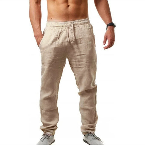 Men's Lightweight Long Pants Summer Solid Color Breathable Loose Trousers Male Elastic Waist Casual Pants Harajuku Trousers Zen fit plus