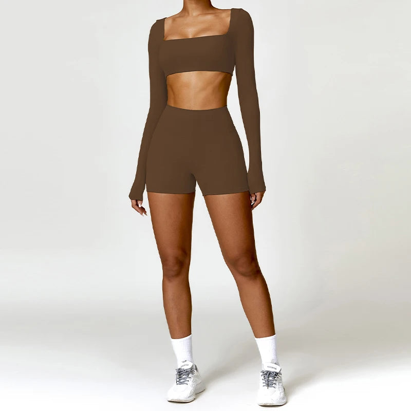 2PCS Yoga Suit Sports Set Women Quick-Drying Gym Set Women Tracksuit Running Workout Long Sleeve Sports Shirt Yoga Clothing Zen fit plus