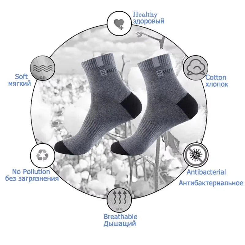 5 /10Pairs Men Bamboo Fiber Autumn Winter Men Socks Breathable Cotton Sports Sock Breathable Deodorant Business Socks Size 37-43 Zen fit plus