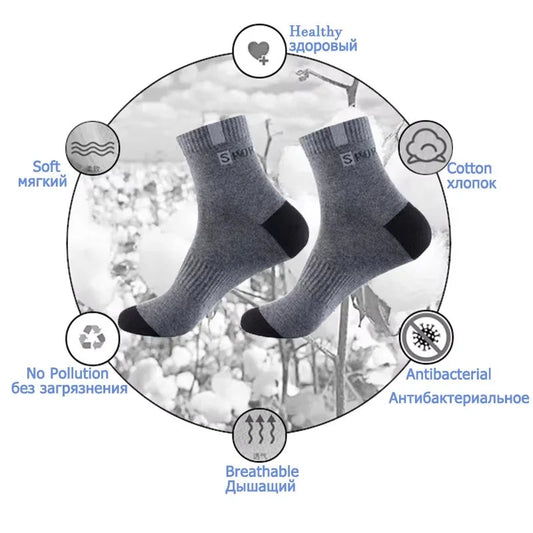 5 /10Pairs Men Bamboo Fiber Autumn Winter Men Socks Breathable Cotton Sports Sock Breathable Deodorant Business Socks Size 37-43 Zen fit plus