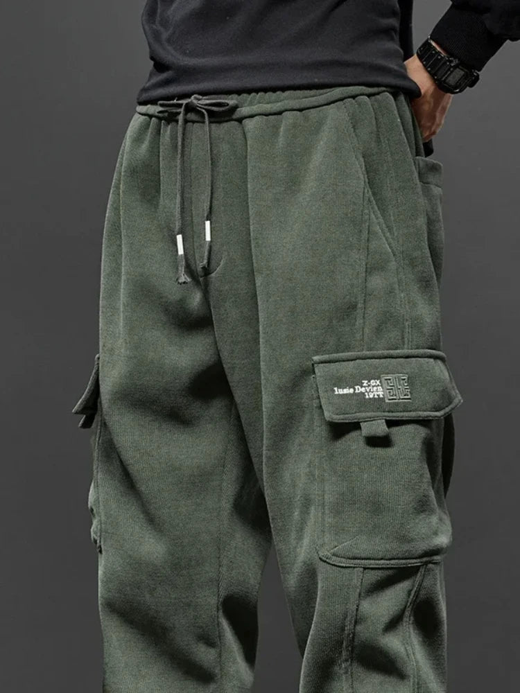 Spring Autumn New Style Elastic Waist Casual Pants for Men Stretch Straight Drawstring Harem Jogging Sports Long Pants Male Zen fit plus