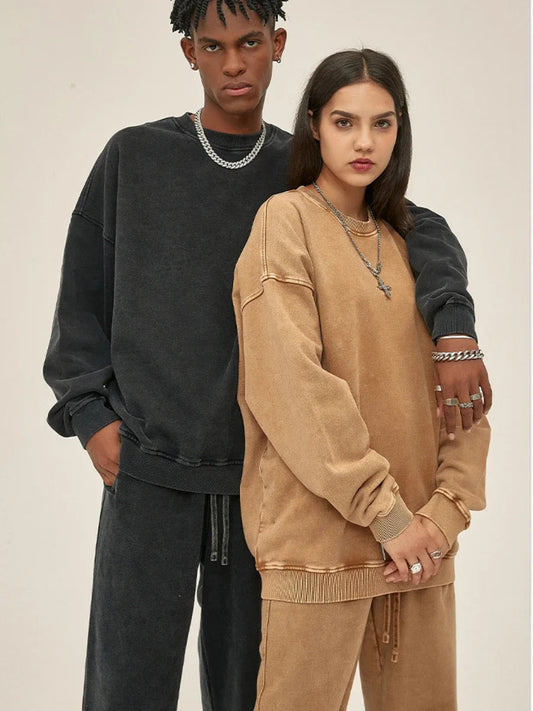 Sumuyoo 100% Cotton Unisex Thin Round Neck Hoodie Pants Set Fashionable Loose Sports Top Trousers Trendy Brand Pullover Pants Zen Fit Plus