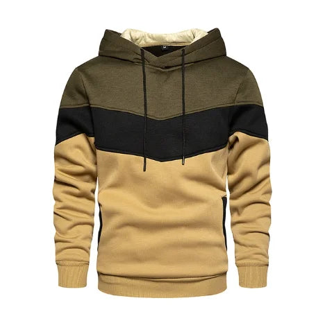 Men's Patchwork Hoodie Outdoor Casual Sportswear Street Fashion Men's Fleece Thermal Hooded Sweatshirt Fall Winter Black Zen fit plus