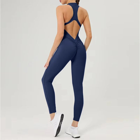 Scrunch Gym Jumpsuit Women's Fitness Suit Short Sets Sports Overalls for Woman Tracksuit Yoga Clothing Zipper Workout Sportswear Zen fit plus