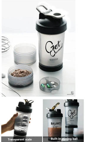 500ml Large-capacity Shaker Protein Bottle Powder Mixing Cup Portable Water Bottle Gym Sports Drinking Bottle Fitness Cup Kettle - Zen Fit Plus