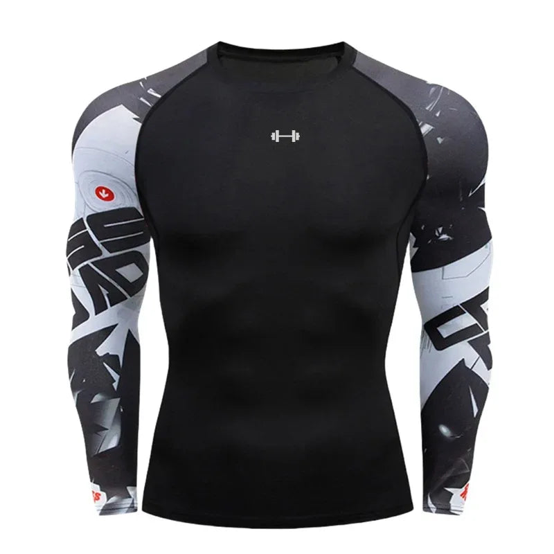 Gym Compression Dry Fit Men's Long Sleeves Fitness T-shirt Spring And Autumn Outdoor Sports Running Tees Sportswear Tops T-shirt - Zen Fit Plus