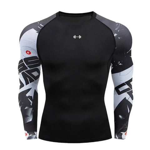 Gym Compression Dry Fit Men's Long Sleeves Fitness T-shirt Spring And Autumn Outdoor Sports Running Tees Sportswear Tops T-shirt - Zen Fit Plus