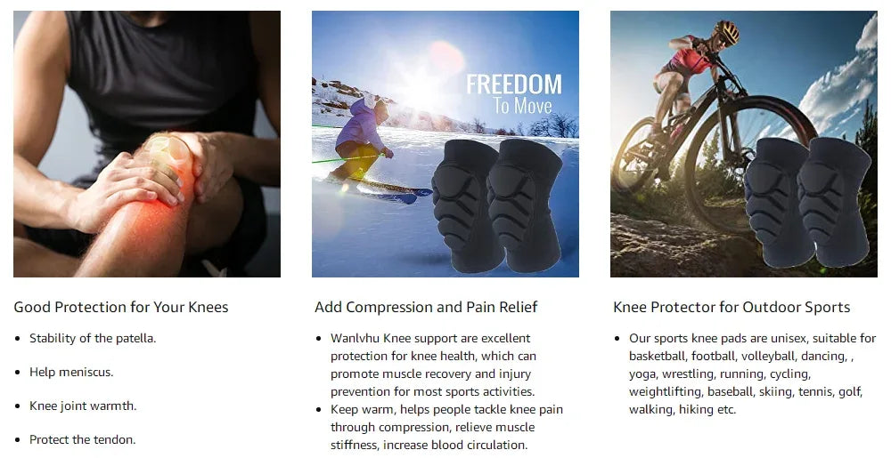 1Pair Knee Elbow Pads,Thick Sponge Collisioned Kneepads for Sports,Protective Knee Support Sleeve for Basketball Running Cycling - Zen Fit Plus