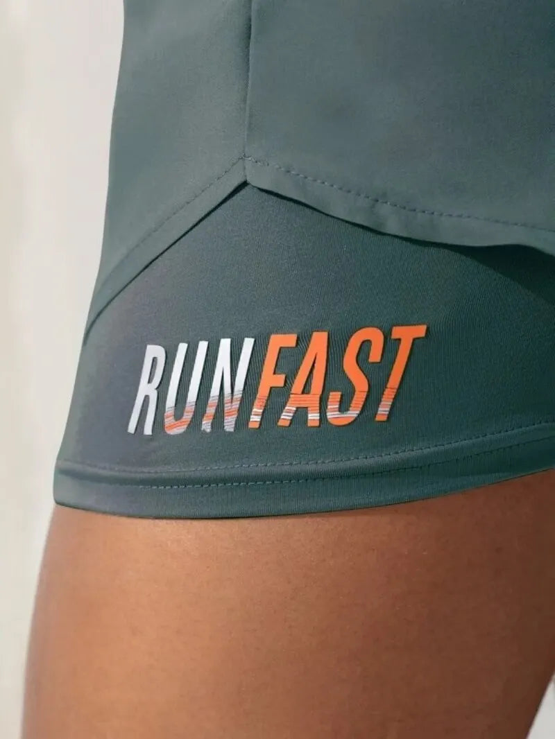 Women's High Rise Yoga Shorts With Elastic Proximity Control Running Shorts, Fake Two Pieces Pants Zen fit plus