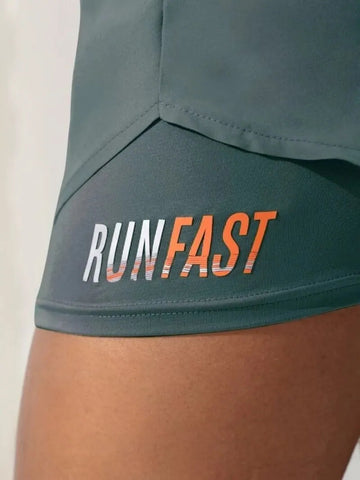 Women's High Rise Yoga Shorts With Elastic Proximity Control Running Shorts, Fake Two Pieces Pants Zen fit plus