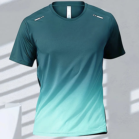 Men's T-Shirts Sports Fitness Sportswear Quick-Drying Gradient Short Sleeve Tops Outdoor Basketball Training Running Men Clothes Zen fit plus