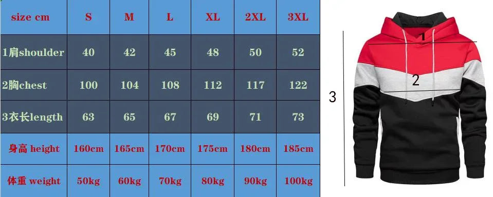 Men's Patchwork Hooded Sweatshirt Hoodies Clothing Casual Loose Fleece Warm Streetwear Male Fashion Autumn Winter Sports Outwear - Zen Fit Plus
