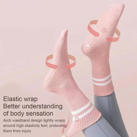 8 Colors Sports Socks Cotton Mid-tube Bottom Professional Non-slip Silicone Indoor Fitness Socks Gym Dance Pilates Yoga Socks - Zen Fit Plus