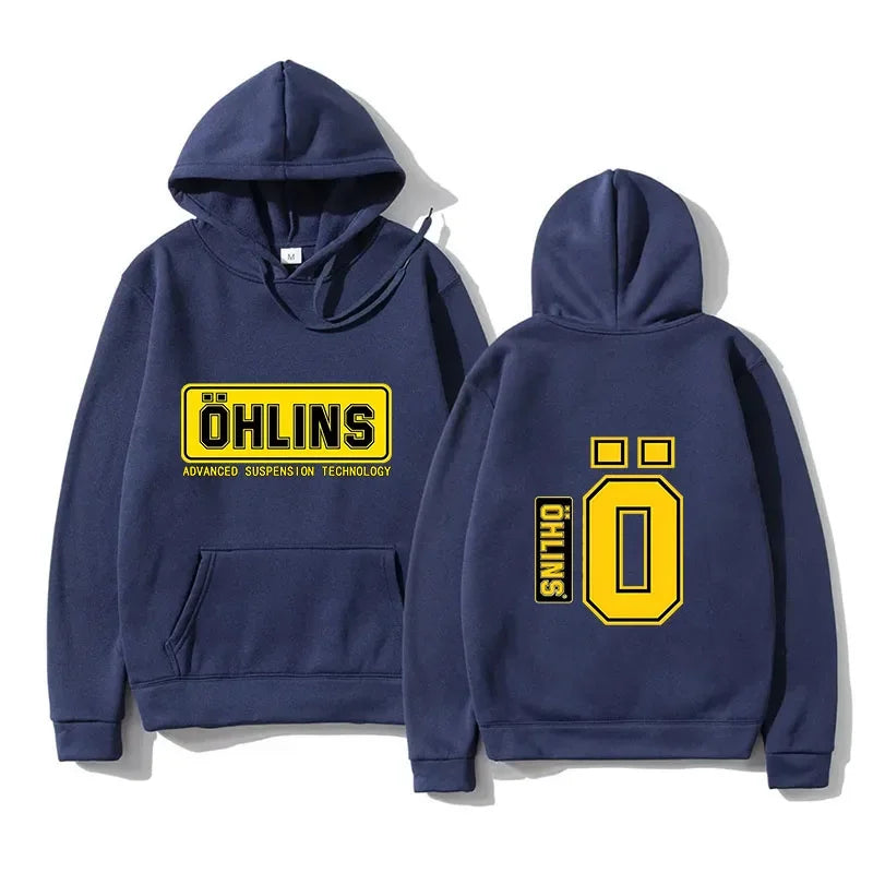 Autumn Winter Men Suspension Car Motorcycle Sport Racing Ohlins Shock Hoodies Long Sleeves Thermal Sweatshirt Ladies Unisex Zen fit plus