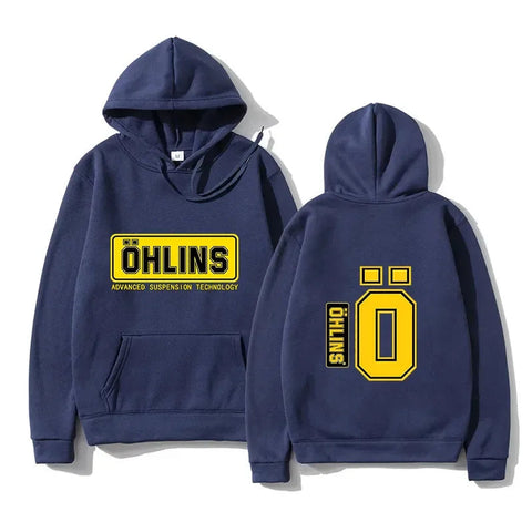 Autumn Winter Men Suspension Car Motorcycle Sport Racing Ohlins Shock Hoodies Long Sleeves Thermal Sweatshirt Ladies Unisex Zen fit plus