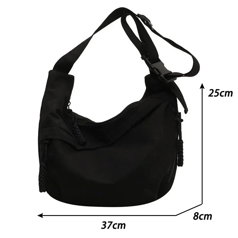2024 Fashion High Capacity Solid Color Single Shoulder Totes Bag Nylon Hobos Crossbody Bags Solid Casual Zipper Women's Bags Zen fit plus