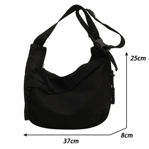 2024 Fashion High Capacity Solid Color Single Shoulder Totes Bag Nylon Hobos Crossbody Bags Solid Casual Zipper Women's Bags Zen fit plus