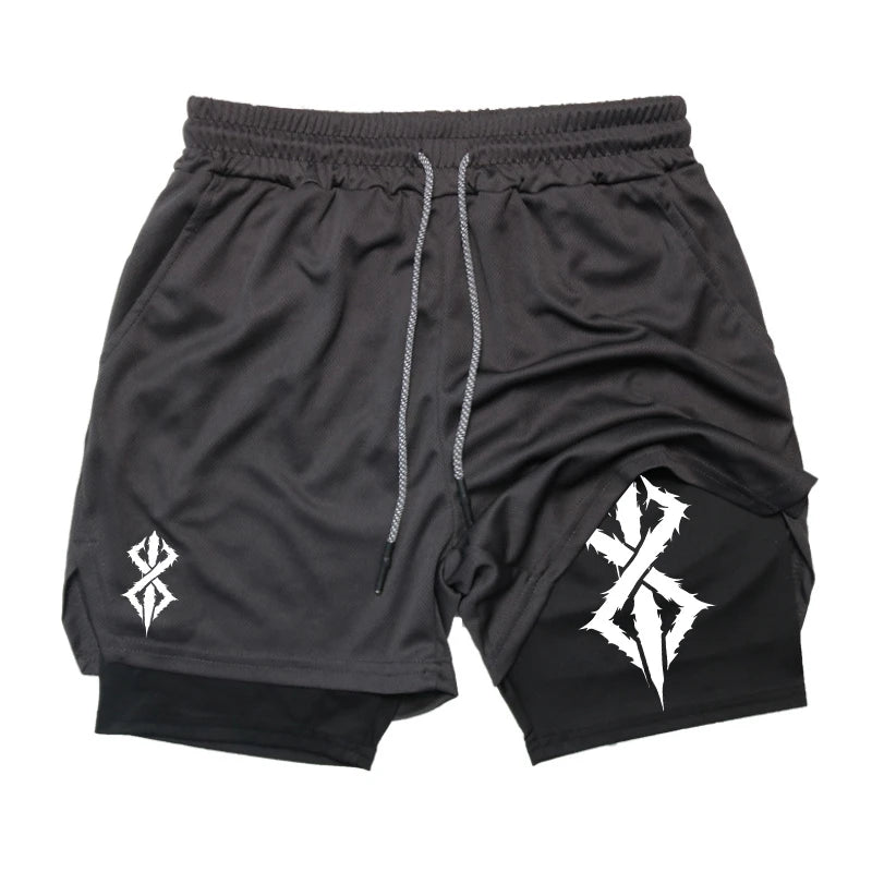 Summer Shorts for Men 2 in 1 Athletic Gym Workout Running Performance Shorts Print with Phone Pocket Quick Dry Breathable Zen fit plus