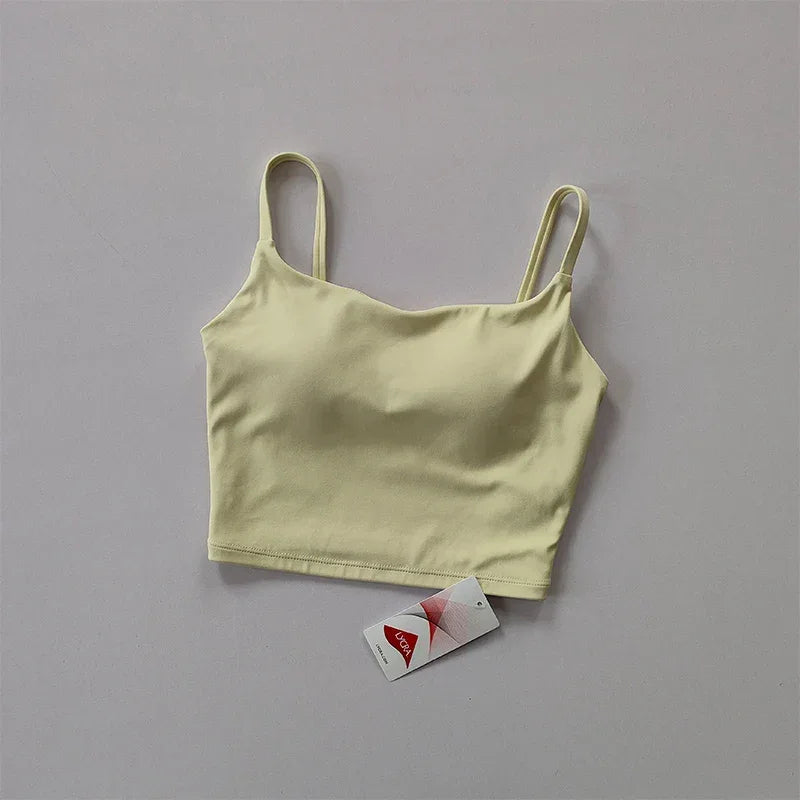 Small Sling Vest Integrated Fixed Gathering Sports Underwear Women's Bra Beauty Back Training Fitness Bra Summer Clothing Suit - Zen Fit Plus