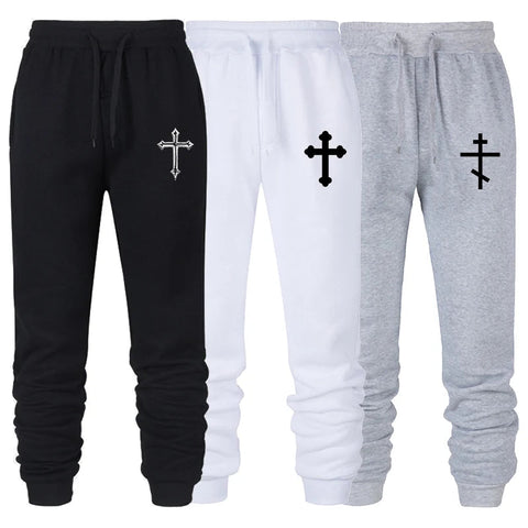 Cross Print Sweatpants for Men Christian Athletic Running Joggers Trackpants Autumn Winter Warm Cozy Fleece Lined Pants Trousers Zen fit plus