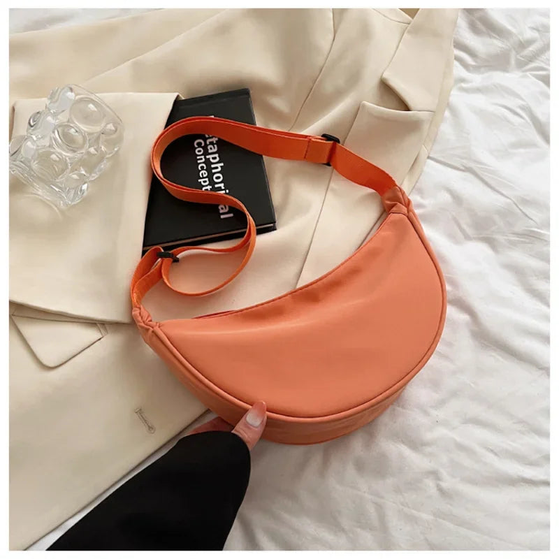 Women Shoulder Bags Solid Color Nylon Dumpling Messenger Bag 2023 New Trendy Lightweight Large Capacity Underarm Bag Zen fit plus
