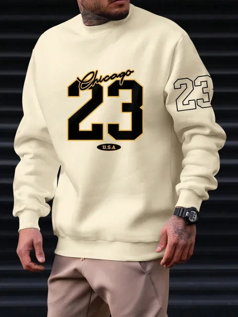 23 USA Art Letter Design Man Clothes Street Style Fleece Sweatshirts Autumn Casual Hoodies Fashionable Crewneck Pullovers Zen fit plus