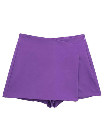 Willshela Women Fashion Solid Asymmetrical Side Zipper Skirts Shorts Vintage High Waist Female Chic Lady Shorts Zen fit plus