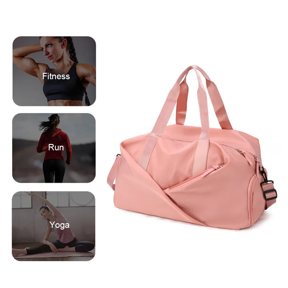 Women Gym Sports Bag Waterproof Swimming Yoga Mat Pink Weekend Travel Duffle Bags for Women Sport Fitness Shoulder Handbag Zen fit plus