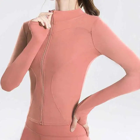 Women Sport Jackets Zipper Yoga Coat Clothes Quick Dry Fitness Jacket Running Hoodies Thumb Hole Sportwear Gym Workout Top Zen fit plus