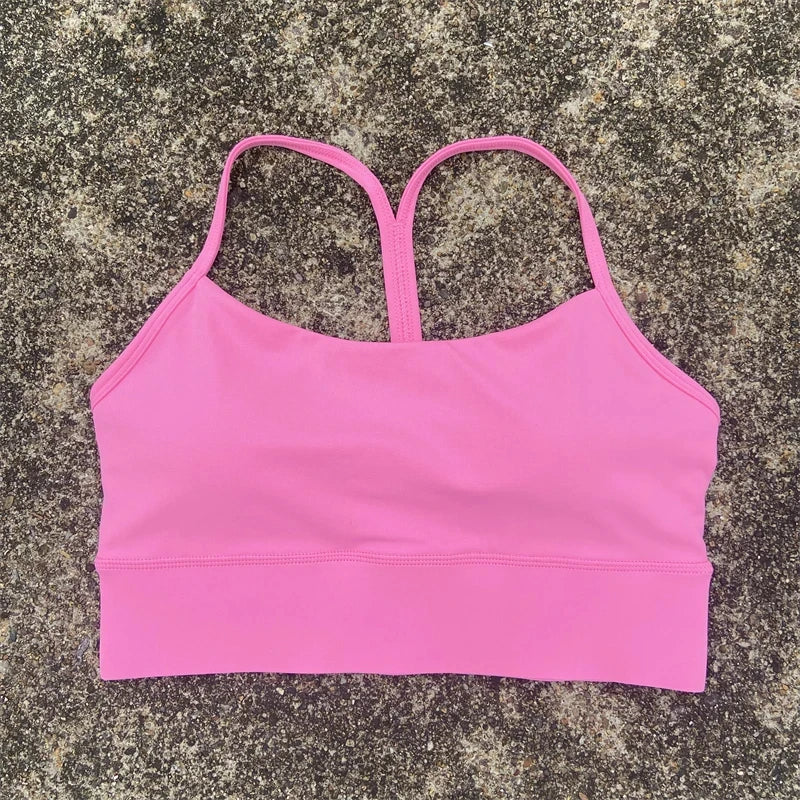 Solid Color Y Shape Line Women Fitness Sport Bra Top Soft Tight Comprehensive Training Jogging Gym Yoga Underwear With Chest Pad Zen Fit Plus