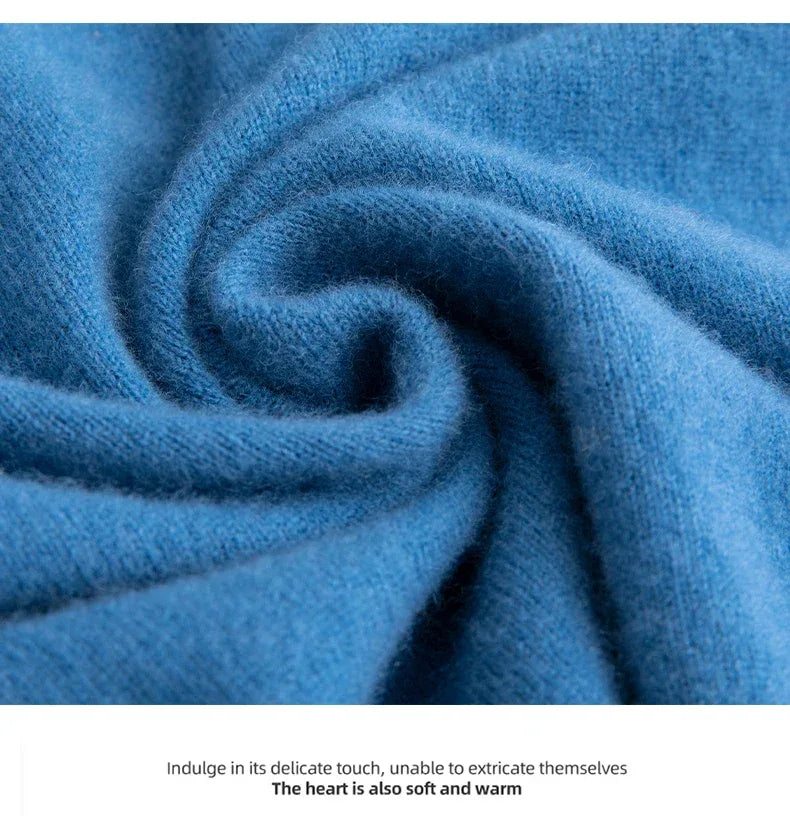 New Fashion Men's 100% Wool Pullover Half-high Collar Sweater Autumn Winter Warm Solid Color Knit Sweater Business Casual Top - Zen Fit Plus