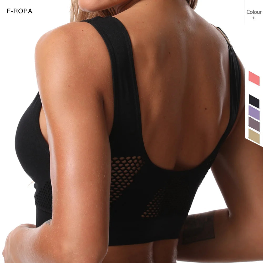 Seamless Mesh Women Sports Bras Fitness Gym Running Underwear Shockproof Bra Wireless 6XL Plus Size Crop Top Breathable Yoga Bra Zen fit plus
