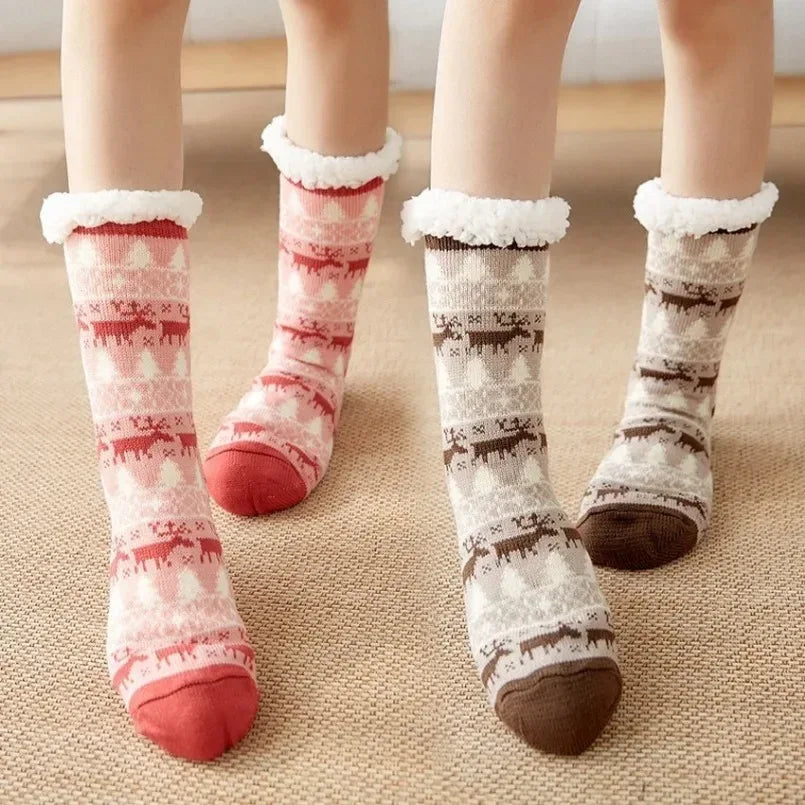 Winter Warm Socks Women penguin Plush Soft Female Non Grip Floor Slippers Short Sock Fuzzy Fluffy Deer Elk Bear Christmas Gift - Zen Fit Plus