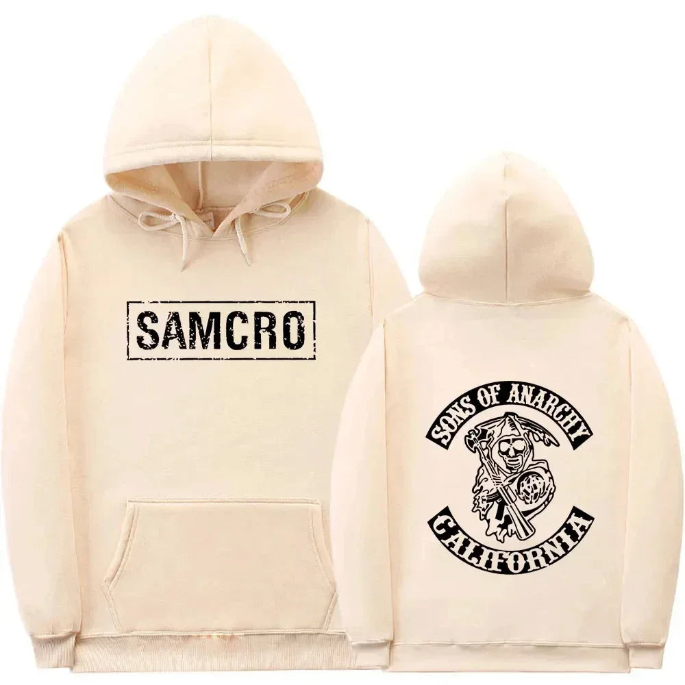 Double Sided Print Hoodie Sweatshirt Tops Sons of Anarchy SAMCRO Men Womnen Fashion Brand Design Pullover Cotton Fleece Hoodies - Zen Fit Plus