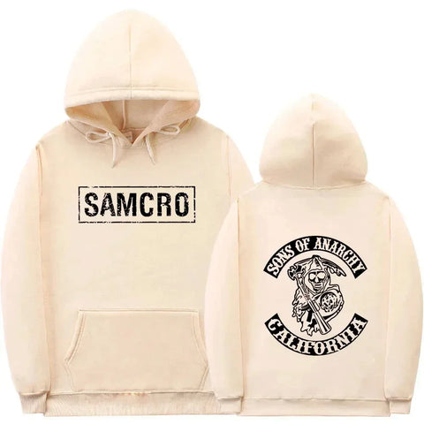 Double Sided Print Hoodie Sweatshirt Tops Sons of Anarchy SAMCRO Men Womnen Fashion Brand Design Pullover Cotton Fleece Hoodies - Zen Fit Plus