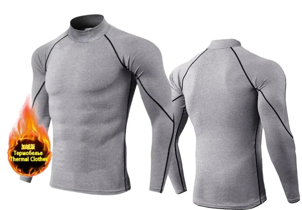 Winter Man Compression Shirt Cycling Clothing Warmth Shirt Warm Bottoming Shirt Men Compression T-Shirt Gym Sportswear 2024 New - Zen Fit Plus