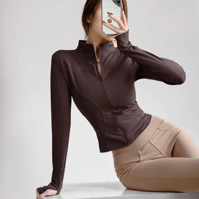2024 Sun Protection Quick Dry Sports Coat Women's Tight Tops Long Sleeve Zipper Yoga Jacket Running Fitness Women's Jacket S-3XL Zen fit plus