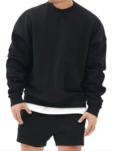 Men's Fashion - Forward Casual Trendy Solid - colored Crew - Neck Sweatshirt for Effortless Everyday Urban Street Styles Zen Fit Plus