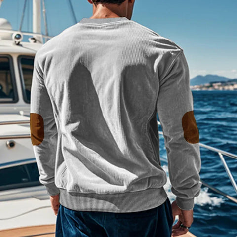 2024 hot-selling spring and autumn European size men's round neck casual stand-up collar corduroy long-sleeved sweater men - Zen Fit Plus