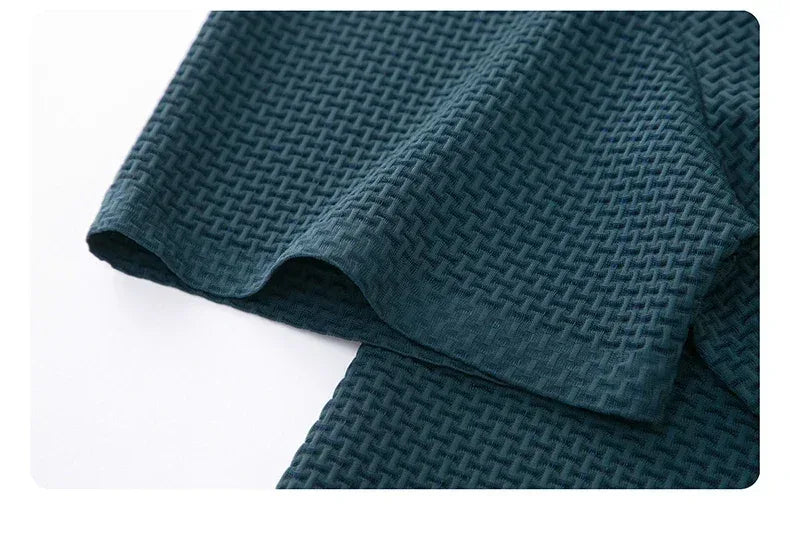 Summer New Men's Lop-up Hollow Short-sleeved Polo Tee Shirt Ice Silk Breathable Business Fashion T-Shirt Male Brand Clothes - Zen Fit Plus