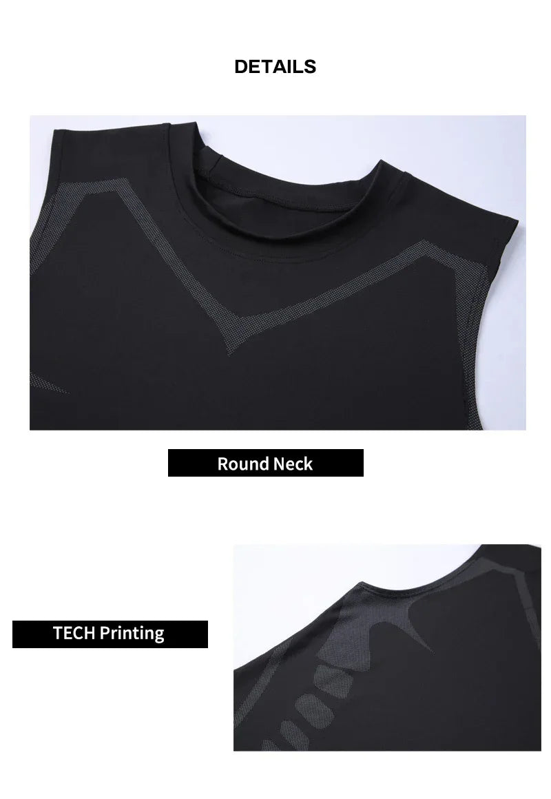 Compression Tank Top Men Gym Shirt Sleeveless Quick Dry Printing Sportswear Male Fitness Bodybuilding Vest Workout Muscle Top - Zen Fit Plus