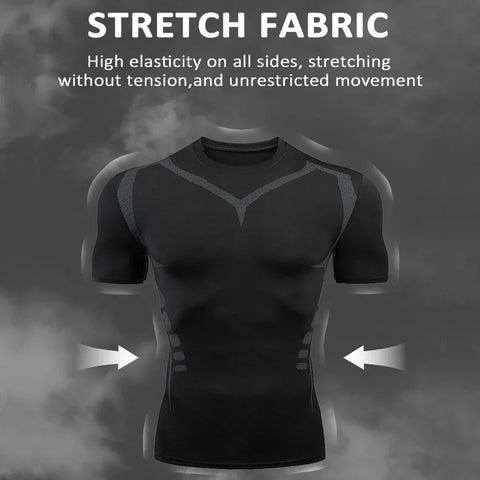Men's Running Compression Shirts Short Sleeve Sport Gym Tees Fitness Quick Dry Sweatshirt Jogging Tracksuit Athletic Shirt Tops - Zen Fit Plus