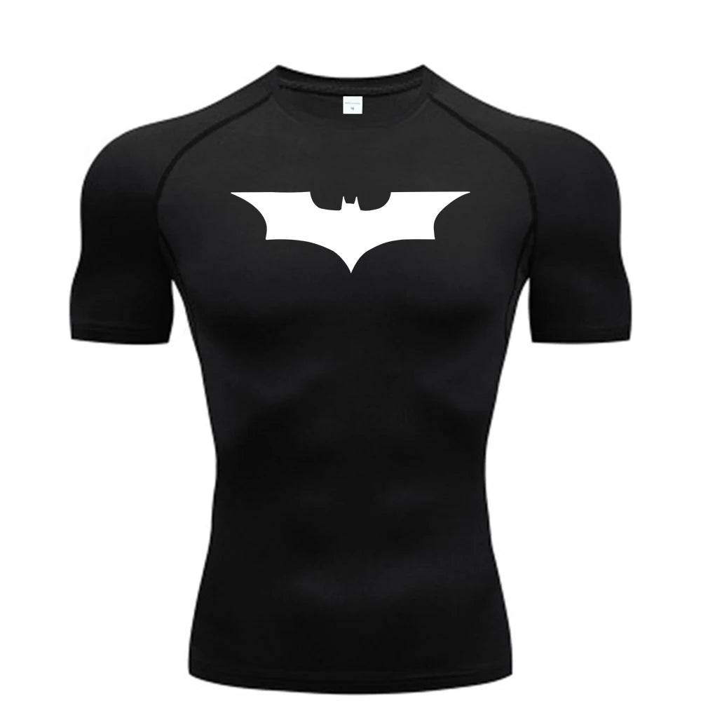 Bat Printed Men's Tight T-Shirt Running Compression Compression T Shirt Gym Fitness Jogging Short Sleeve Male Casual Shirt Tops Zen fit plus