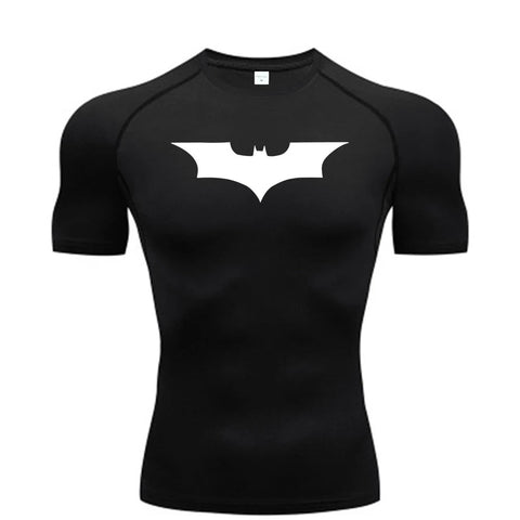 Bat Printed Men's Tight T-Shirt Running Compression Compression T Shirt Gym Fitness Jogging Short Sleeve Male Casual Shirt Tops Zen fit plus
